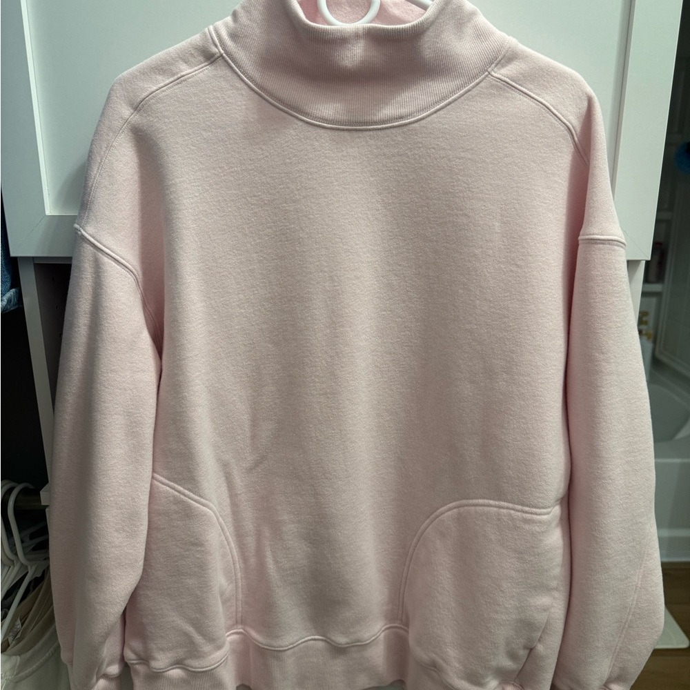 Soft Light Pink Turtleneck Sweatshirt
